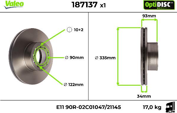 VALEO 187 137 - Гальмівний диск autocars.com.ua