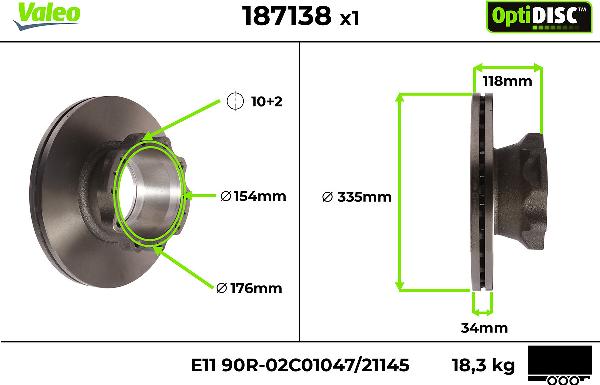 VALEO 187138 - Гальмівний диск autocars.com.ua