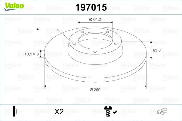 Valeo 197015 - Гальмівний диск autocars.com.ua