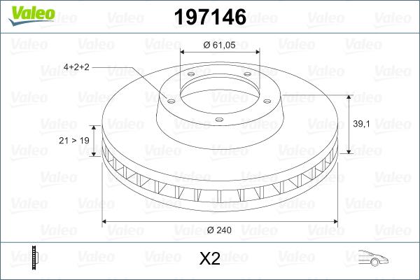 Valeo 197146 - Тормозной диск avtokuzovplus.com.ua