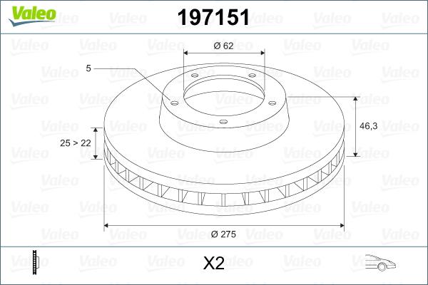 Valeo 197151 - Тормозной диск autodnr.net