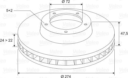 Valeo 197206 - Гальмівний диск autocars.com.ua