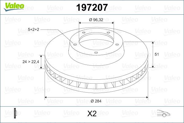 Valeo 197207 - Гальмівний диск autocars.com.ua