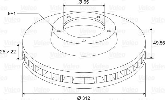 Valeo 197242 - Гальмівний диск autocars.com.ua