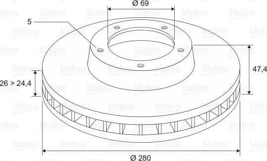 Valeo 197302 - Тормозной диск autodnr.net