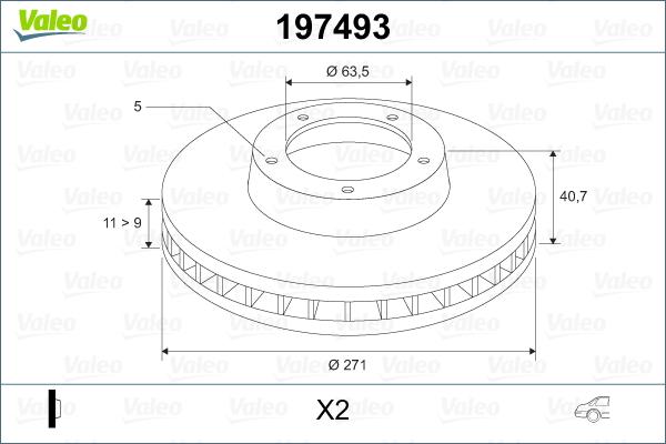 Valeo 197493 - Гальмівний диск autocars.com.ua