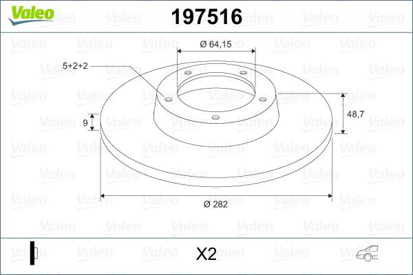 Valeo 197516 - Гальмівний диск autocars.com.ua