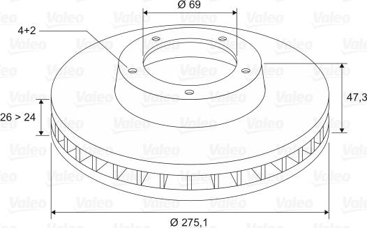 Valeo 197528 - Тормозной диск autodnr.net