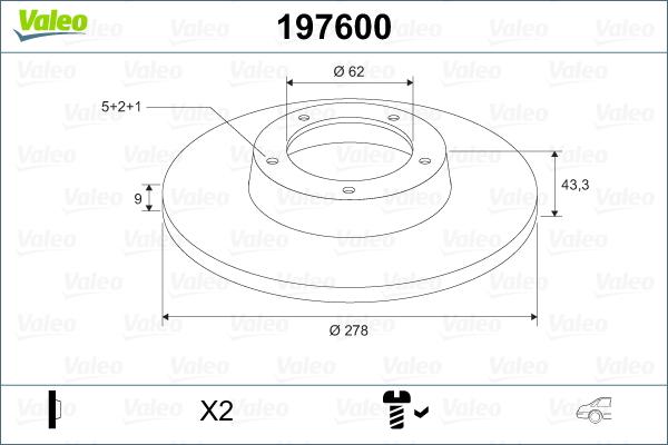 Valeo 197600 - Тормозной диск avtokuzovplus.com.ua