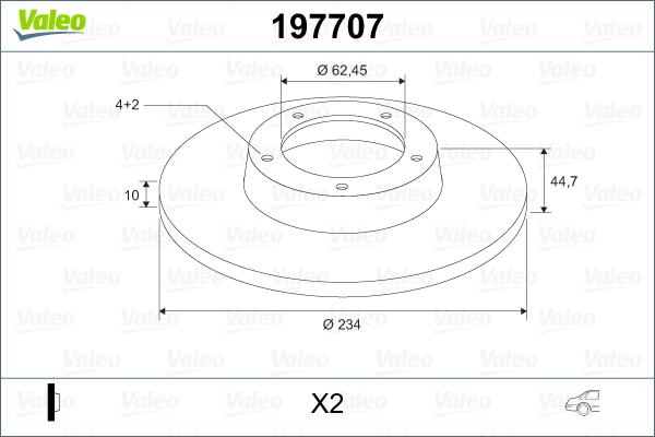 Valeo 197707 - Гальмівний диск autocars.com.ua