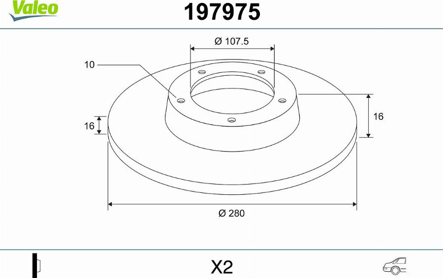 Valeo 197975 - Тормозной диск avtokuzovplus.com.ua