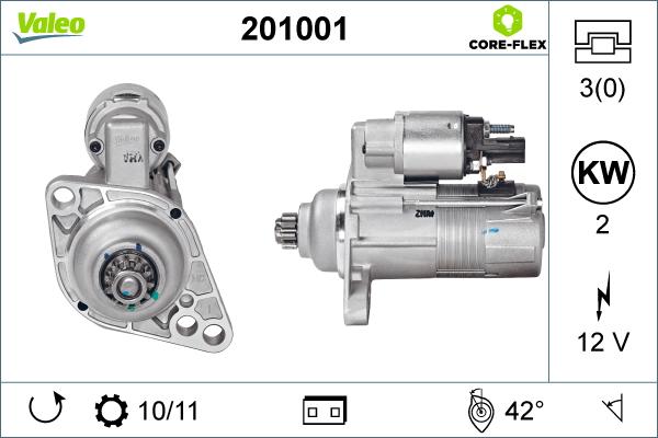 Valeo 201001 - Стартер autocars.com.ua