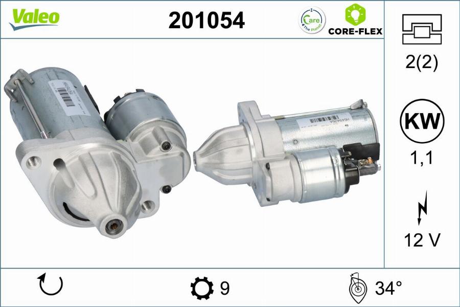 Valeo 201054 - Стартер autocars.com.ua