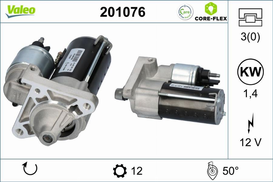 Valeo 201076 - Стартер autocars.com.ua