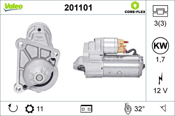 Valeo 201101 - Стартер autocars.com.ua