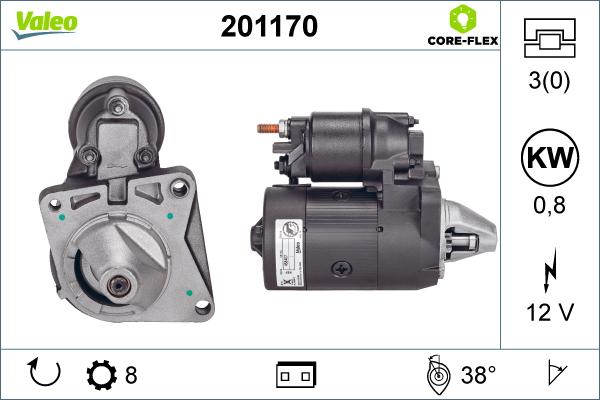 Valeo 201170 - Стартер autocars.com.ua