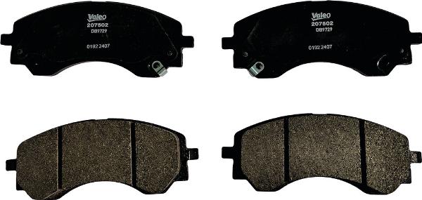 VALEO 207502 - Гальмівні колодки, дискові гальма autocars.com.ua