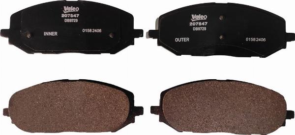 VALEO 207547 - Гальмівні колодки, дискові гальма autocars.com.ua