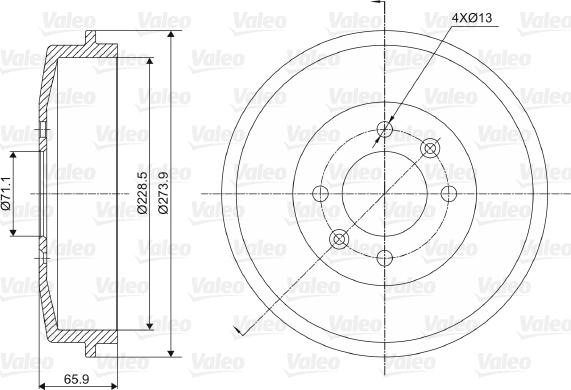 Valeo 237000 - Тормозной барабан avtokuzovplus.com.ua