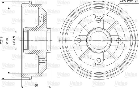 Valeo 237001 - Тормозной барабан avtokuzovplus.com.ua