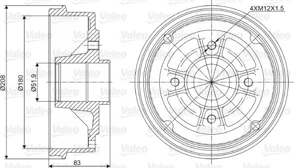 Valeo 237006 - Гальмівний барабан autocars.com.ua