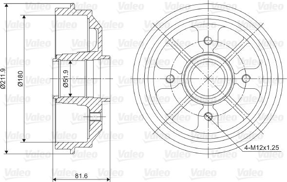 Valeo 237007 - Гальмівний барабан autocars.com.ua