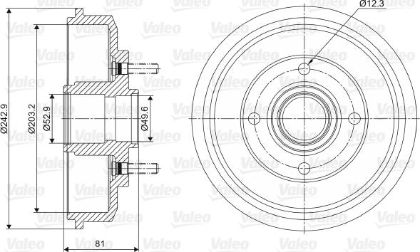 Valeo 237012 - Тормозной барабан avtokuzovplus.com.ua