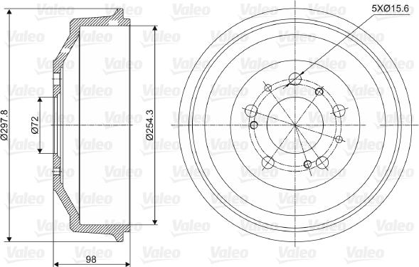 Valeo 237014 - Тормозной барабан avtokuzovplus.com.ua