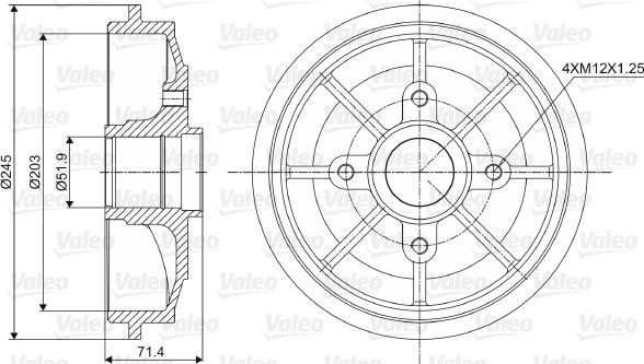 Valeo 237016 - Гальмівний барабан autocars.com.ua