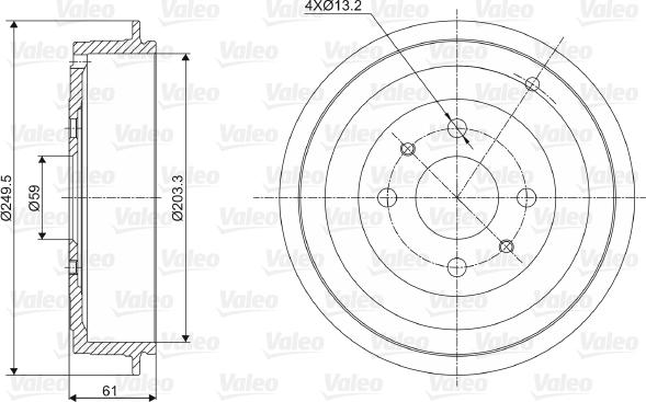 Valeo 237021 - Гальмівний барабан autocars.com.ua