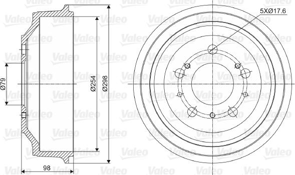 Valeo 237028 - Гальмівний барабан autocars.com.ua