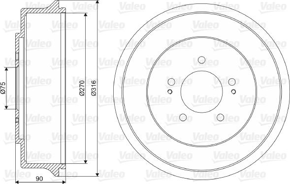 Valeo 237047 - Гальмівний барабан autocars.com.ua