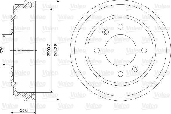 Valeo 237055 - Тормозной барабан avtokuzovplus.com.ua