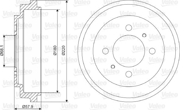 Valeo 237061 - Гальмівний барабан autocars.com.ua