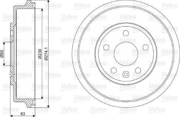 Valeo 237082 - Гальмівний барабан autocars.com.ua