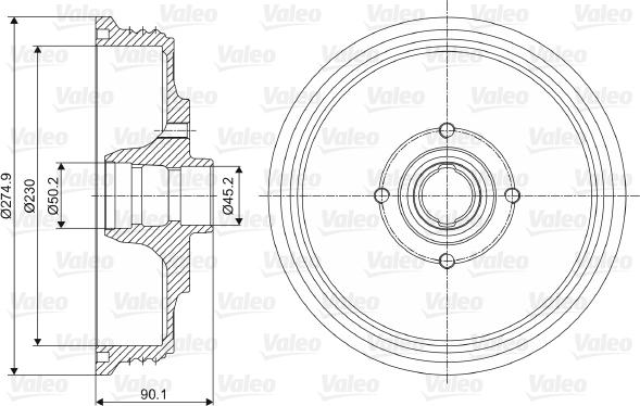 Valeo 237086 - Гальмівний барабан autocars.com.ua