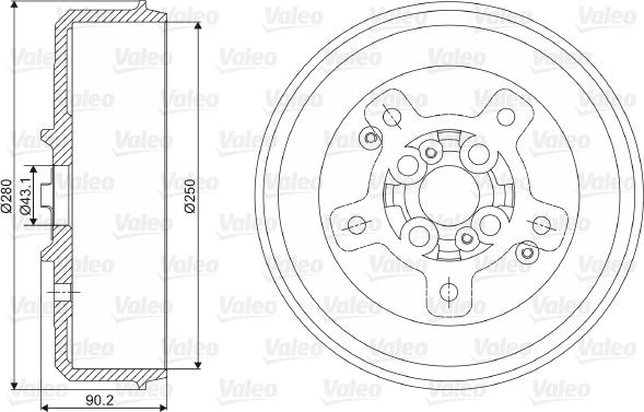 Valeo 237087 - Гальмівний барабан autocars.com.ua