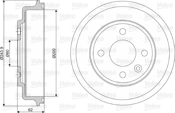 Valeo 237089 - Гальмівний барабан autocars.com.ua