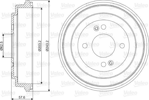 VALEO 237091 - Гальмівний барабан autocars.com.ua