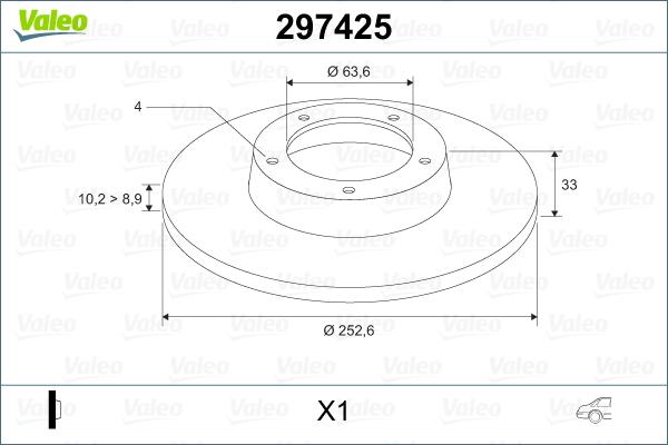 Valeo 297425 - Гальмівний диск autocars.com.ua