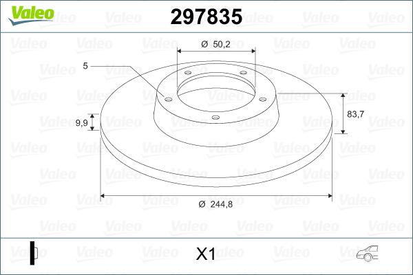 Valeo 297835 - Тормозной диск avtokuzovplus.com.ua