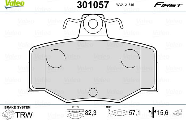 Valeo 301057 - Тормозные колодки, дисковые, комплект autodnr.net