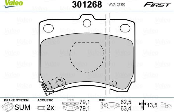 Valeo 301268 - Гальмівні колодки, дискові гальма autocars.com.ua