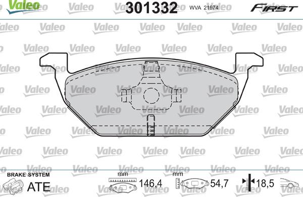 Valeo 301332 - Тормозные колодки, дисковые, комплект avtokuzovplus.com.ua