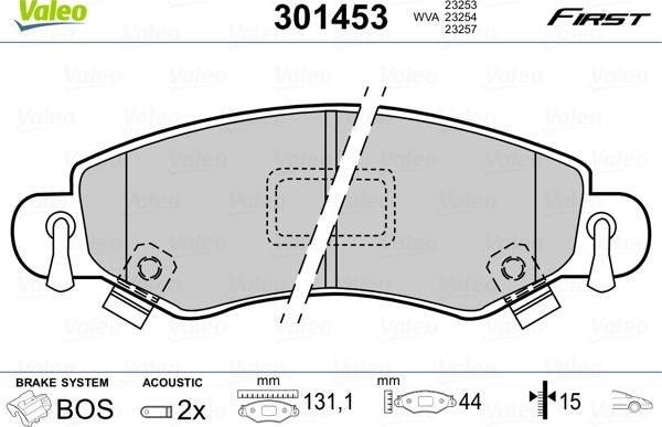 Valeo 301453 - Тормозные колодки, дисковые, комплект avtokuzovplus.com.ua