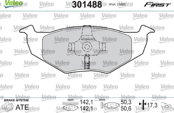 Valeo 301488 - Тормозные колодки, дисковые, комплект autodnr.net
