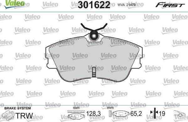 Valeo 301622 - Тормозные колодки, дисковые, комплект autodnr.net