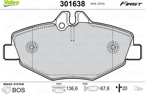 Valeo 301638 - Тормозные колодки, дисковые, комплект avtokuzovplus.com.ua