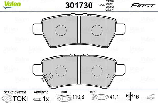 Valeo 301730 - Гальмівні колодки, дискові гальма autocars.com.ua