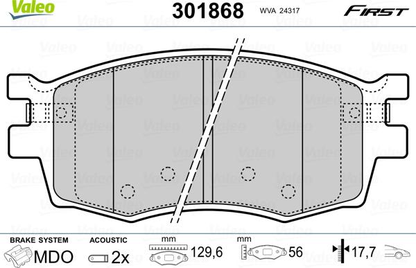 Valeo 301868 - Тормозные колодки, дисковые, комплект avtokuzovplus.com.ua